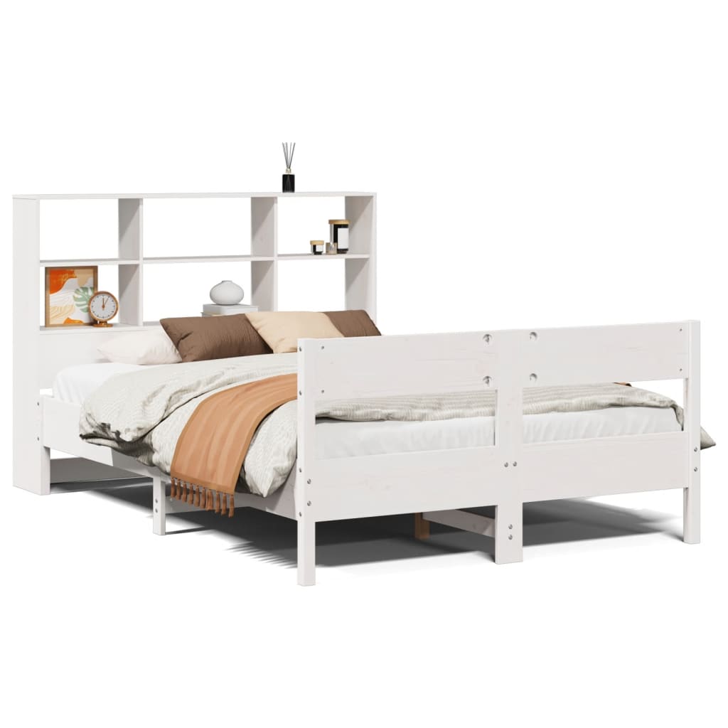 Letto Libreria senza Materasso Bianco 160x200 cm Legno di Pino 3322982