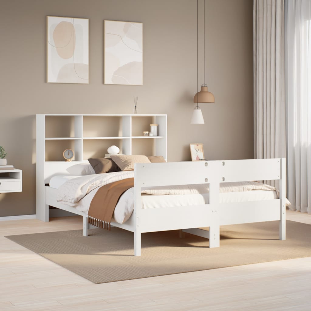 Letto Libreria senza Materasso Bianco 160x200 cm Legno di Pino 3322982