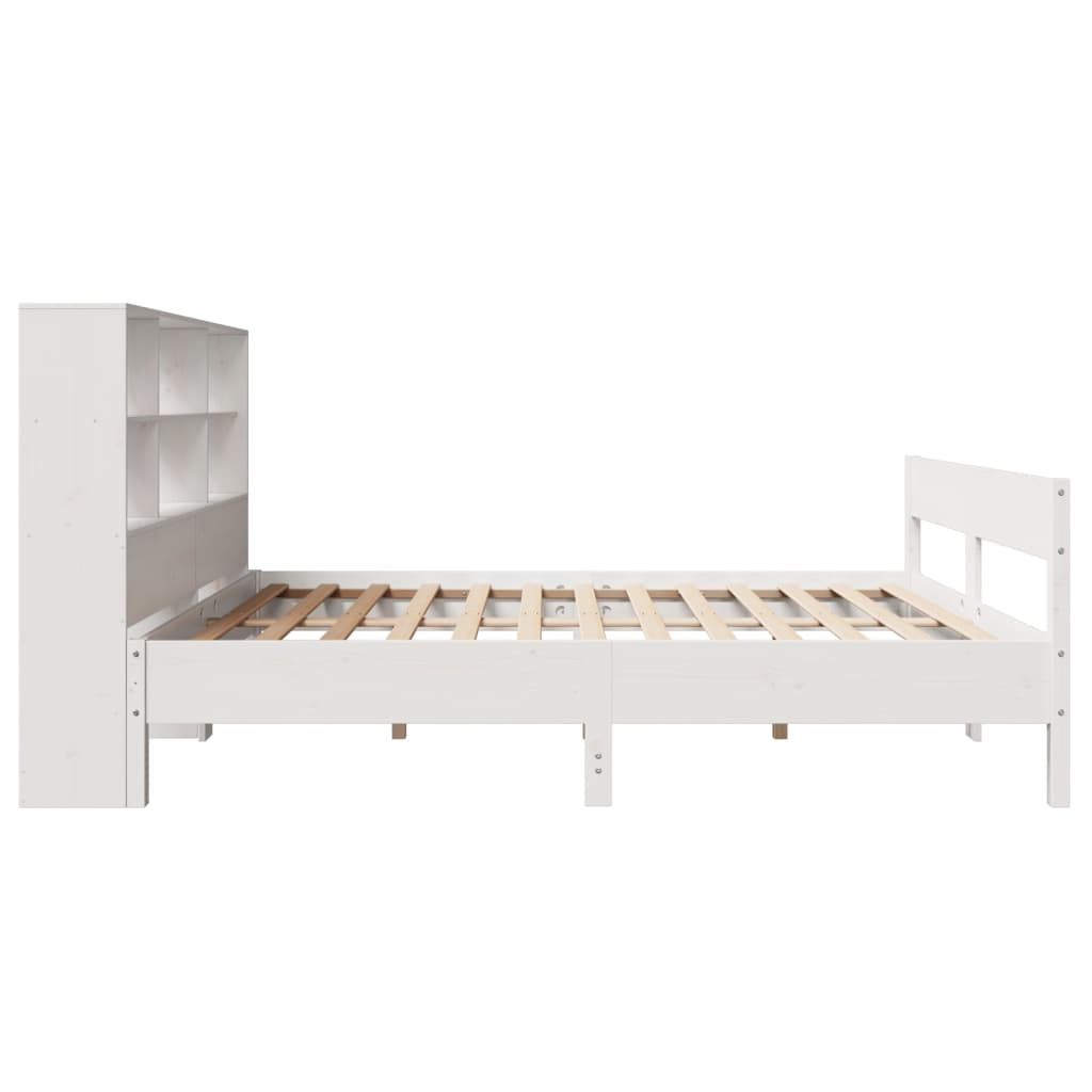 Letto Libreria senza Materasso Bianco 150x200 cm Legno di Pino 3322985