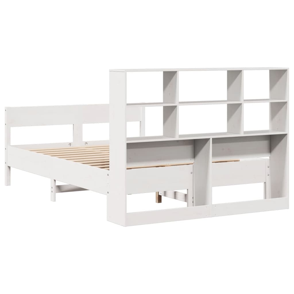 Letto Libreria senza Materasso Bianco 150x200 cm Legno di Pino 3322985