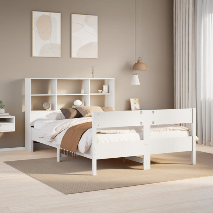 Letto Libreria senza Materasso Bianco 150x200 cm Legno di Pino 3322985