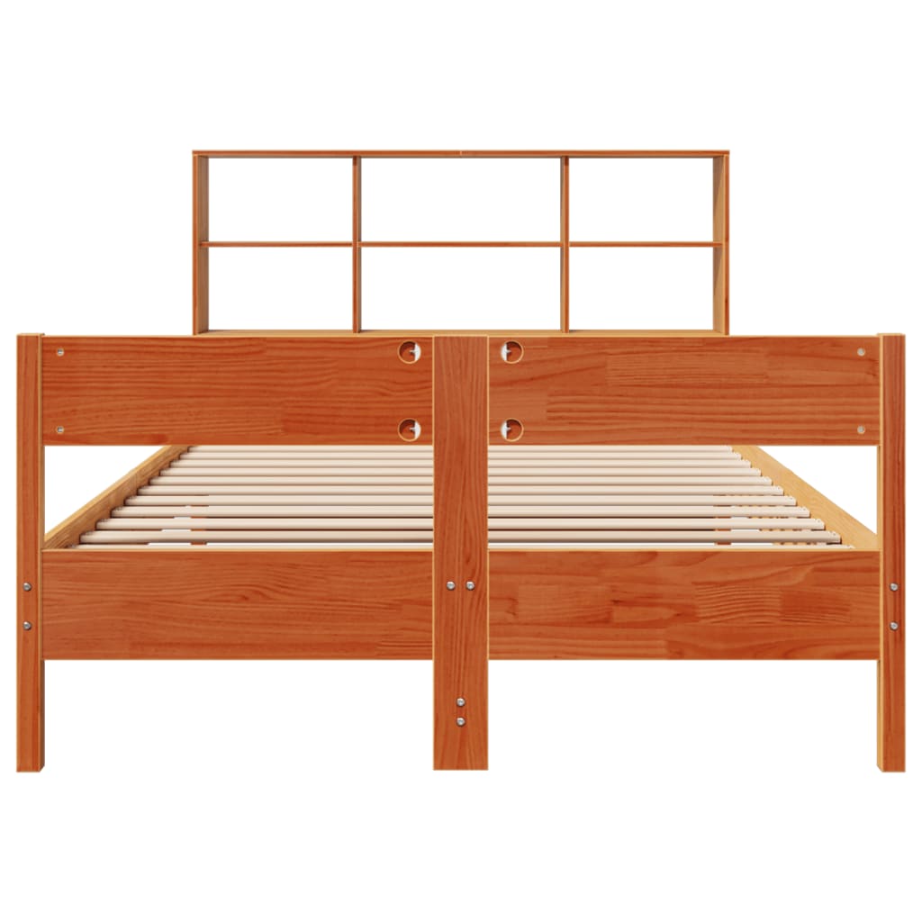 Letto Libreria senza Materasso Marrone Cera 140x190 cm in Pino 3323001