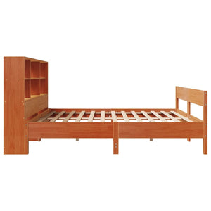 Letto Libreria senza Materasso Marrone Cera 140x190 cm in Pino 3323001