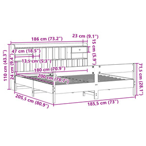 Letto Libreria senza Materasso 180x200 cm in Legno di Pino 3323017