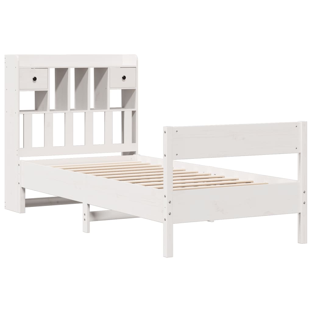 Letto Libreria senza Materasso Bianco 100x200 cm Legno di Pino 3323033