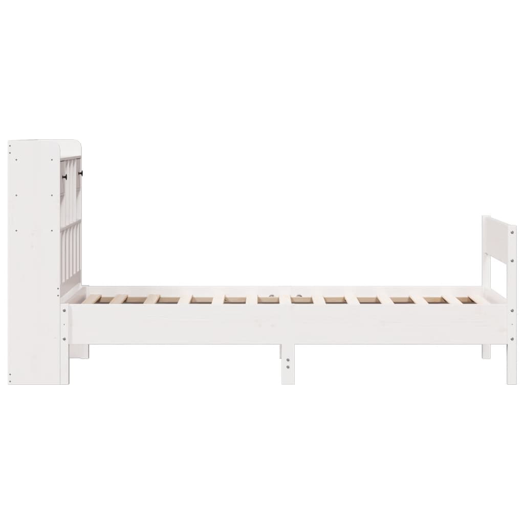 Letto Libreria senza Materasso Bianco 100x200 cm Legno di Pino 3323033