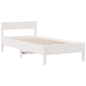 Letto Libreria senza Materasso Bianco 100x200 cm Legno di Pino 3323033