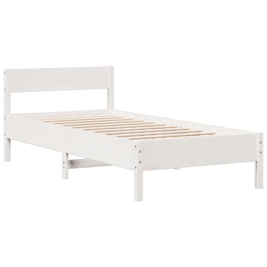 Letto Libreria senza Materasso Bianco 90x190 cm Massello Pino 3323048