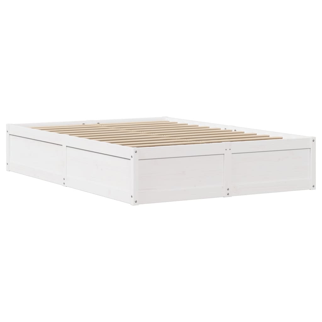 Letto senza Materasso Bianco 135x190 cm Legno Massello di Pino 3323471