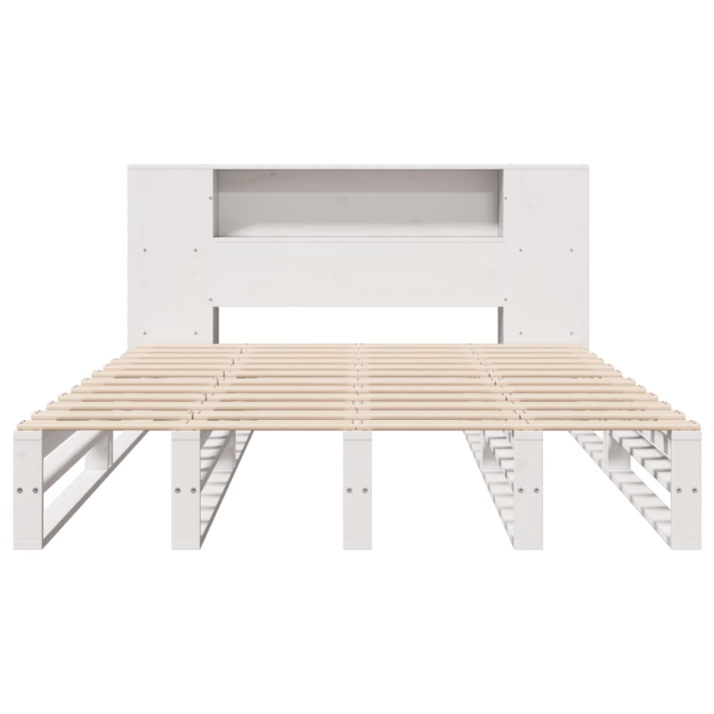 Letto Libreria senza Materasso Bianco 150x200 cm Legno Massello 3323879