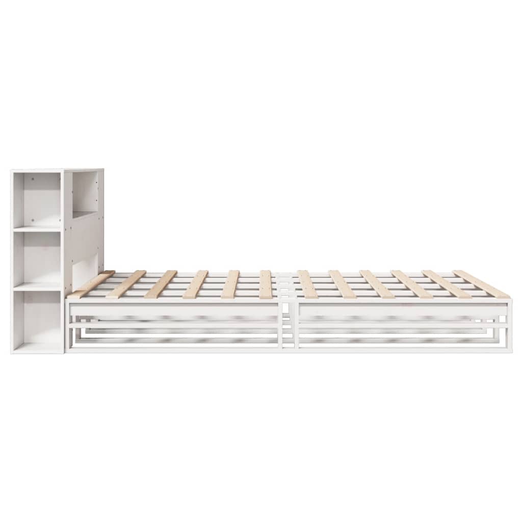 Letto Libreria senza Materasso Bianco 150x200 cm Legno Massello 3323879