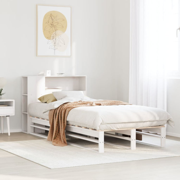 Letto Libreria senza Materasso Bianco 100x200 cm Legno Massello 3323903