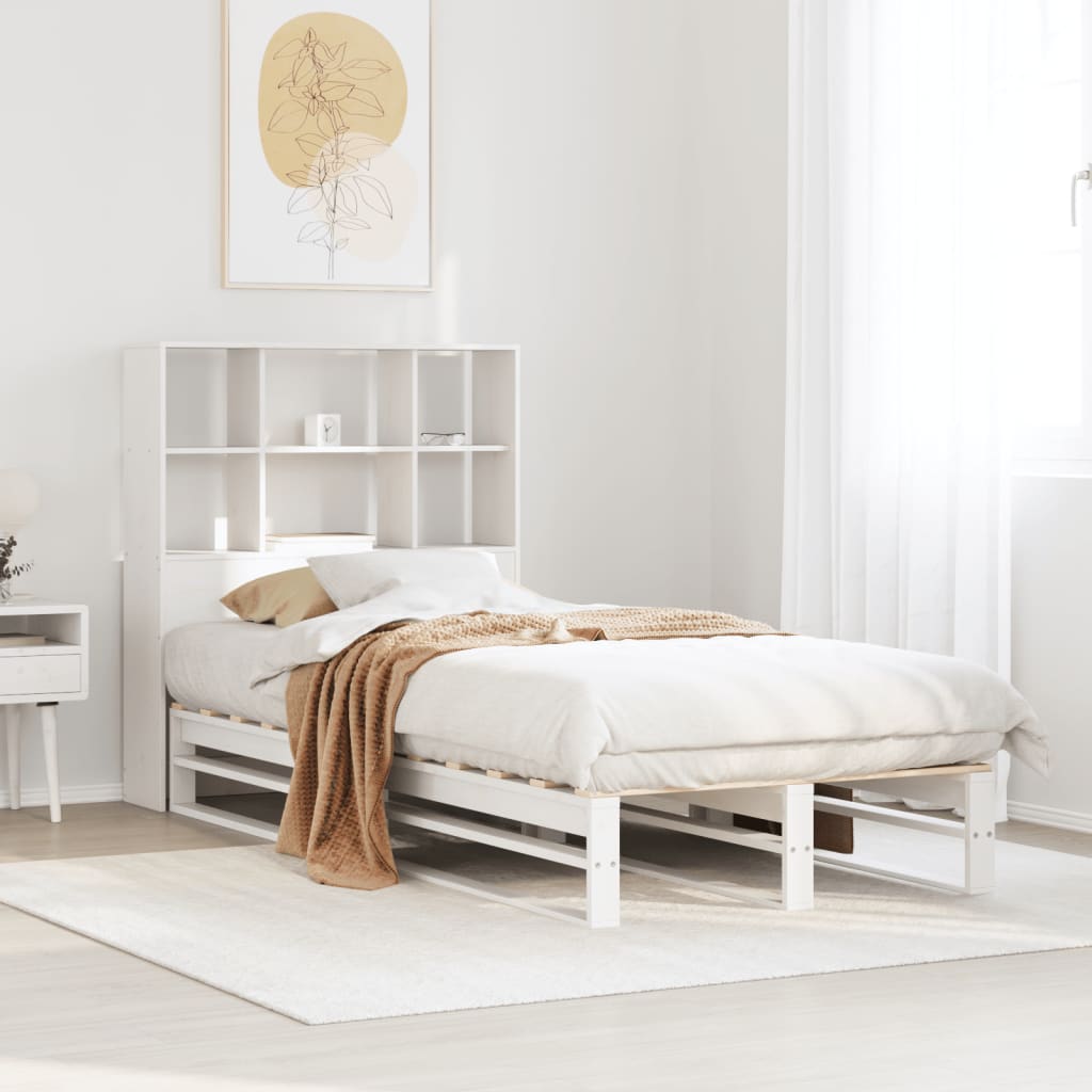 Letto Libreria senza Materasso Bianco 90x200 cm Legno Massello 3323912