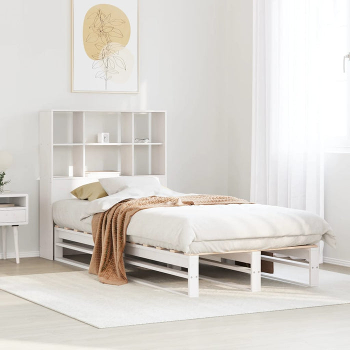 Letto Libreria senza Materasso Bianco 100x200 cm Legno Massello 3323915