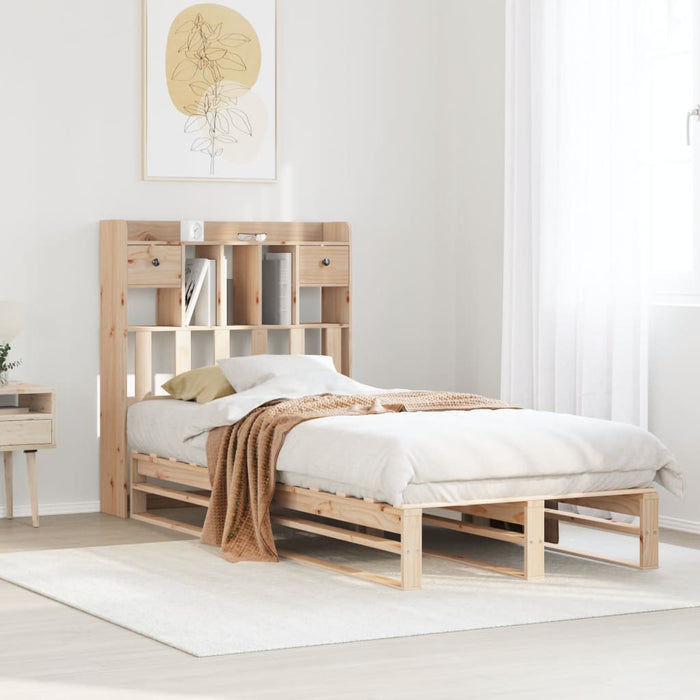 Letto Libreria senza Materasso 90x200 cm Legno Massello Pino 3323950