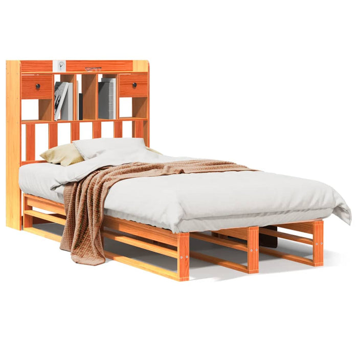 Letto Libreria senza Materasso Marrone Cera 75x190 cm in Pino 3323976