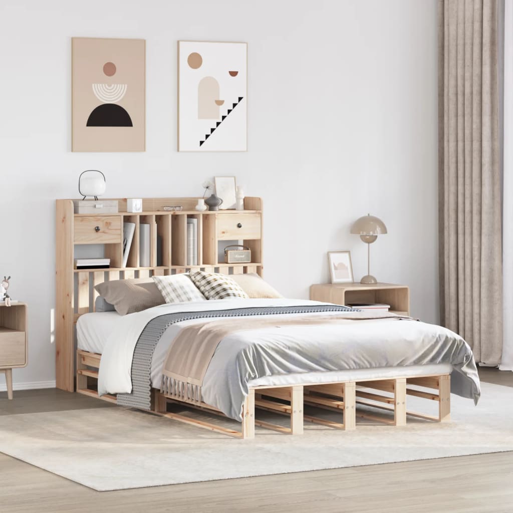 Letto Libreria senza Materasso 120x190cm Legno Massello di Pino 3323980