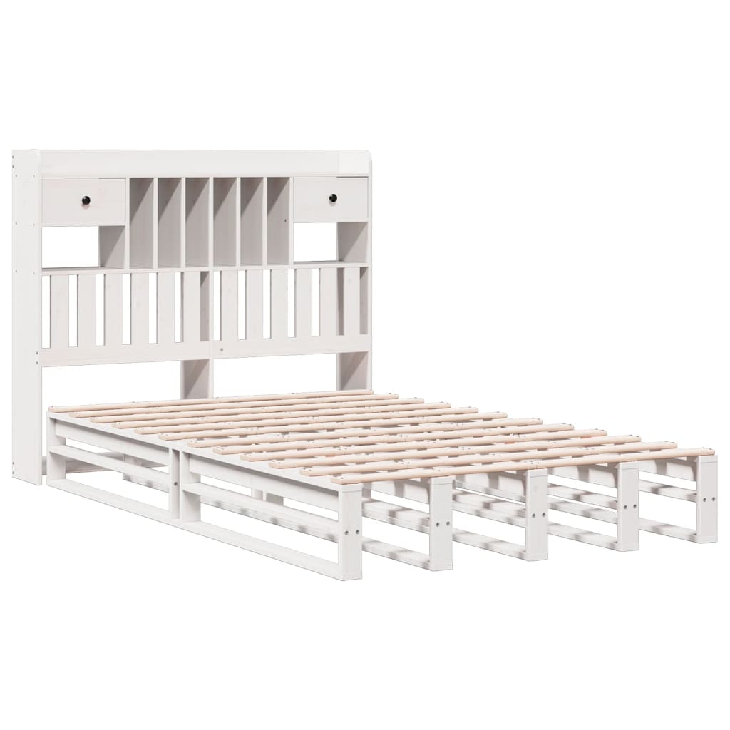 Letto Libreria senza Materasso Bianco 135x190 cm Legno di Pino 3323984