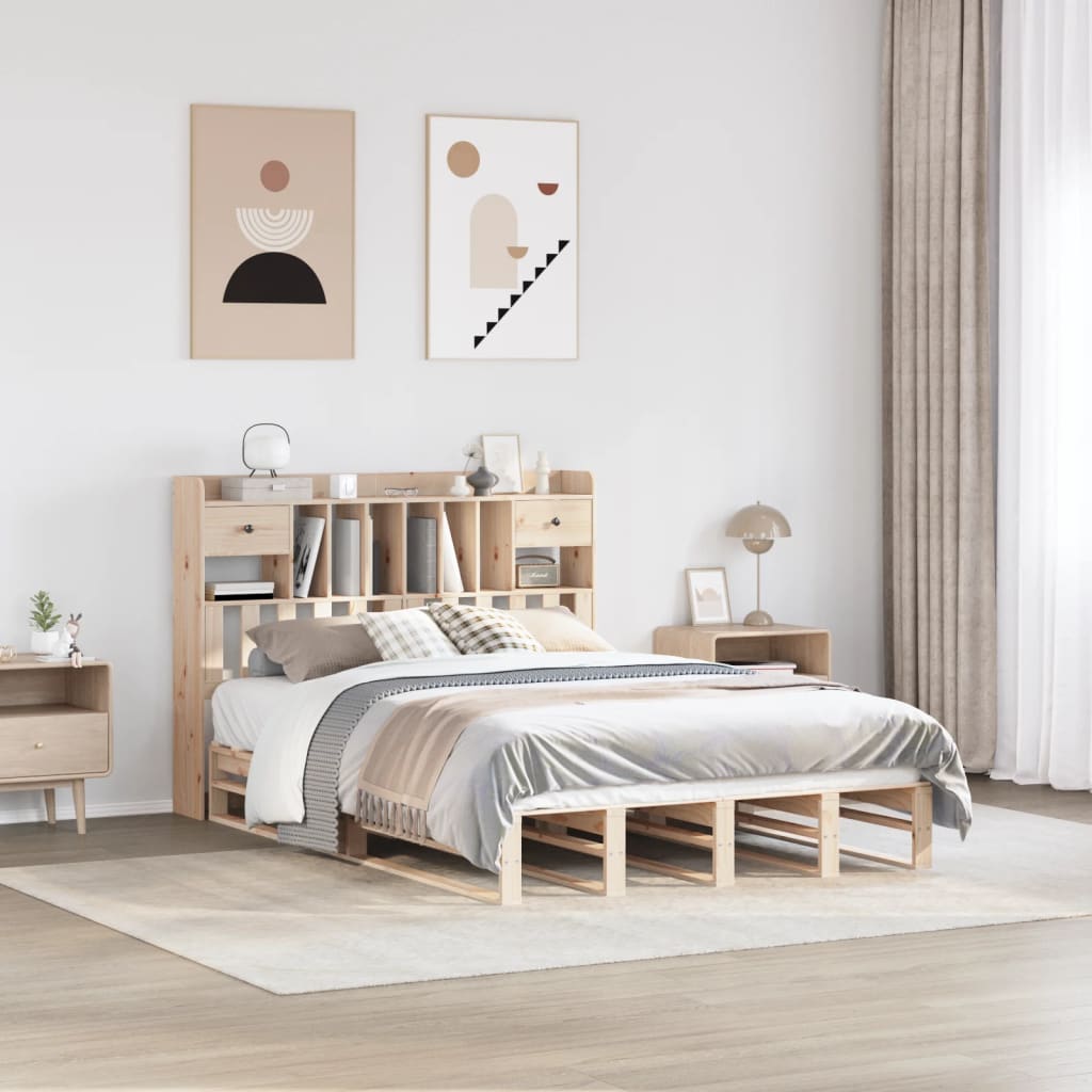 Letto Libreria senza Materasso 140x190 cm in Legno di Pino 3323986