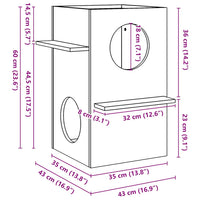 Cuccia per Gatti 43x43x60 cm in Legno Massello di Pino 859301