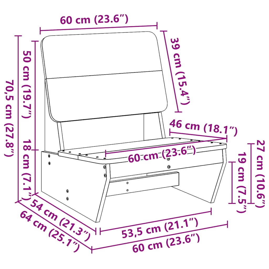 Sedia da Giardino 60x64x70,5 cm in Legno Massello di Pino 859307