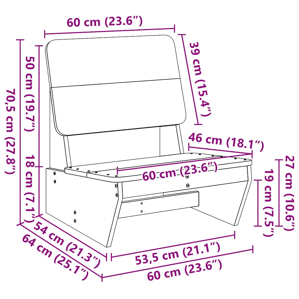 Sedia da Giardino 60x64x70,5 cm in Legno Impregnato di Pino 859311