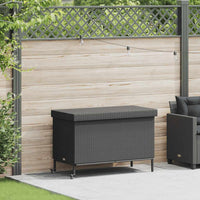 Contenitore da Giardino con Ruote Nero 110x55x73 cm Polyrattan 4103826