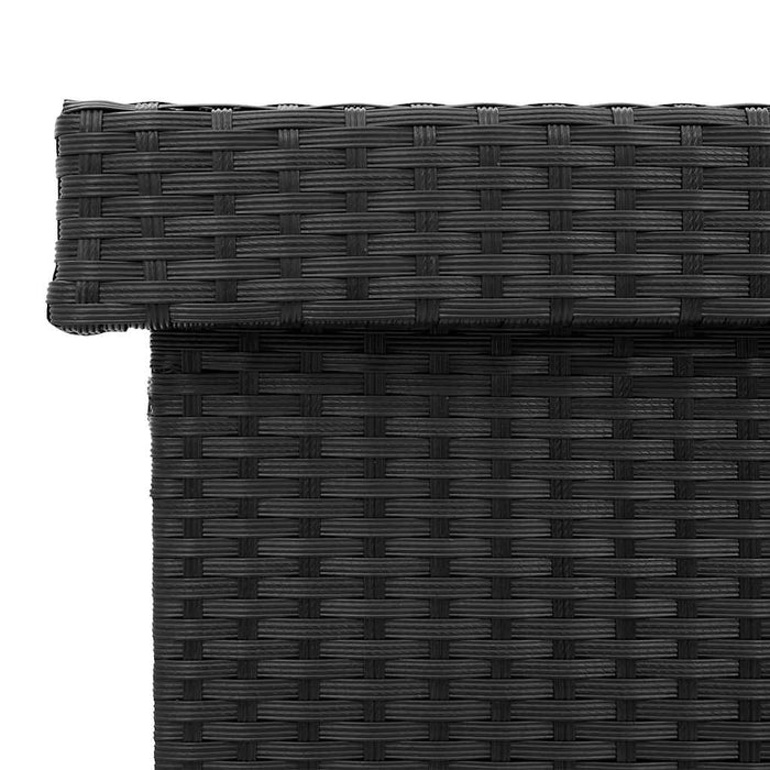 Contenitore da Giardino con Ruote Nero 110x55x73 cm Polyrattan 4103826