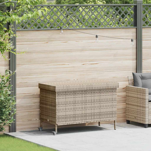 Contenitore da Giardino con Ruote Grigio 110x55x73cm Polyrattan 4103828