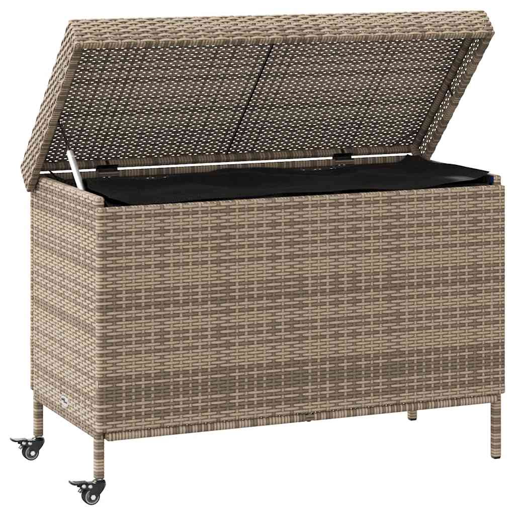 Contenitore da Giardino con Ruote Grigio 110x55x73cm Polyrattan 4103828