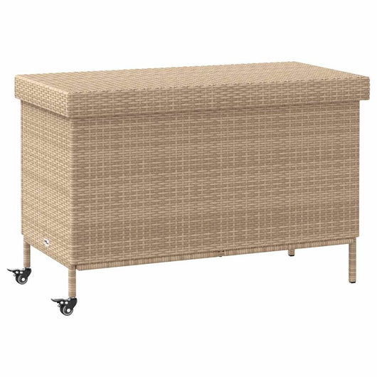 Contenitore da Giardino con Ruote Beige Misto Polyrattan 4103829