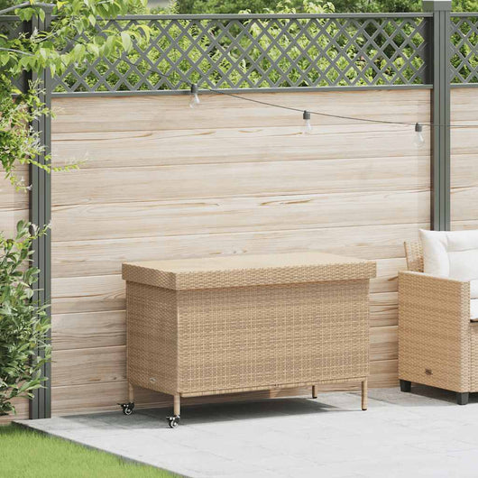 Contenitore da Giardino con Ruote Beige Misto Polyrattan 4103829