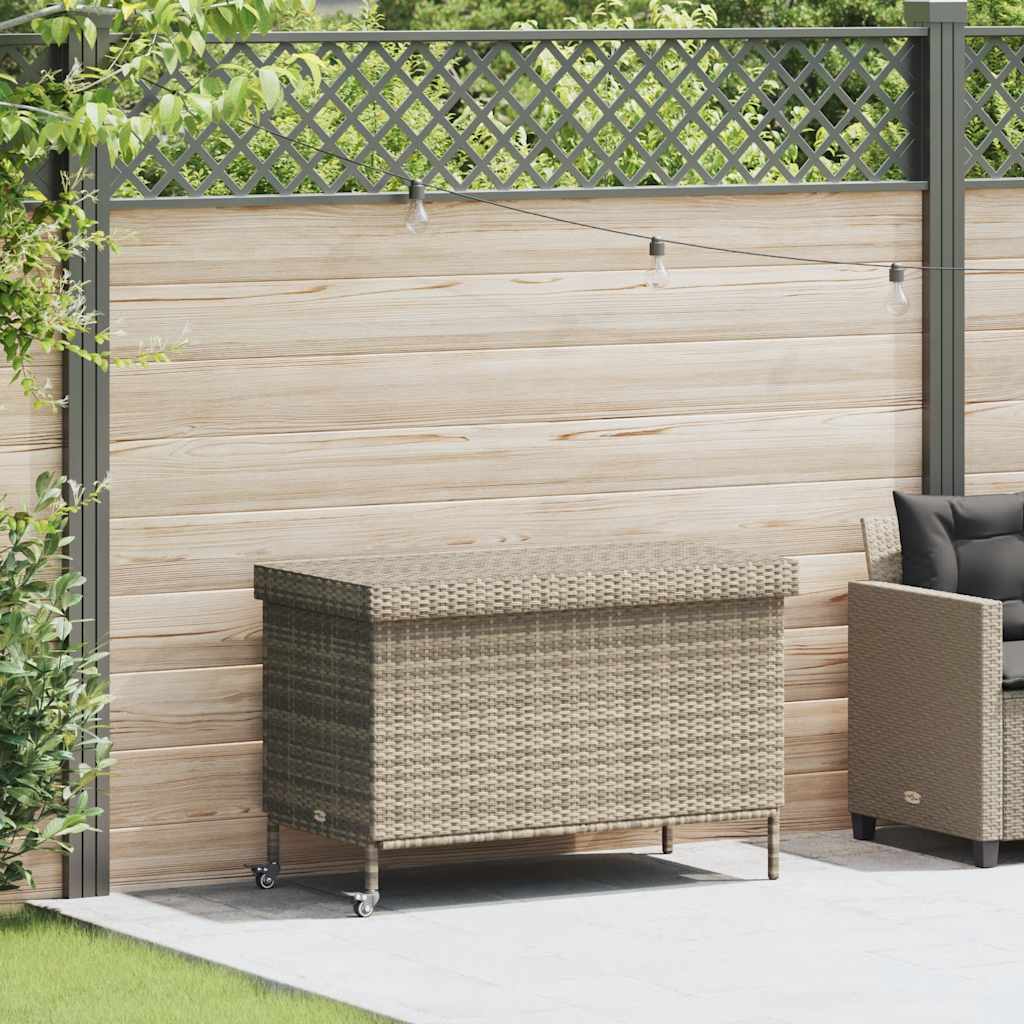 Contenitore da Giardino con Ruote Grigio Chiaro Polyrattan 4103830