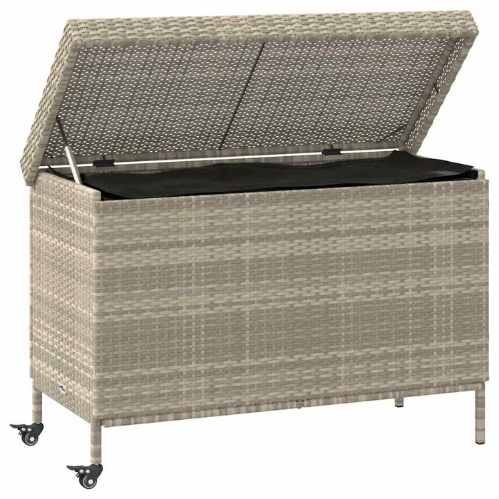 Contenitore da Giardino con Ruote Grigio Chiaro Polyrattan 4103830