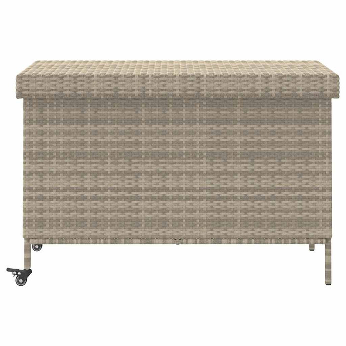 Contenitore da Giardino con Ruote Grigio Chiaro Polyrattan 4103830