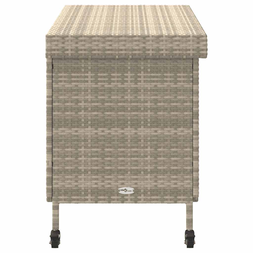 Contenitore da Giardino con Ruote Grigio Chiaro Polyrattan 4103830