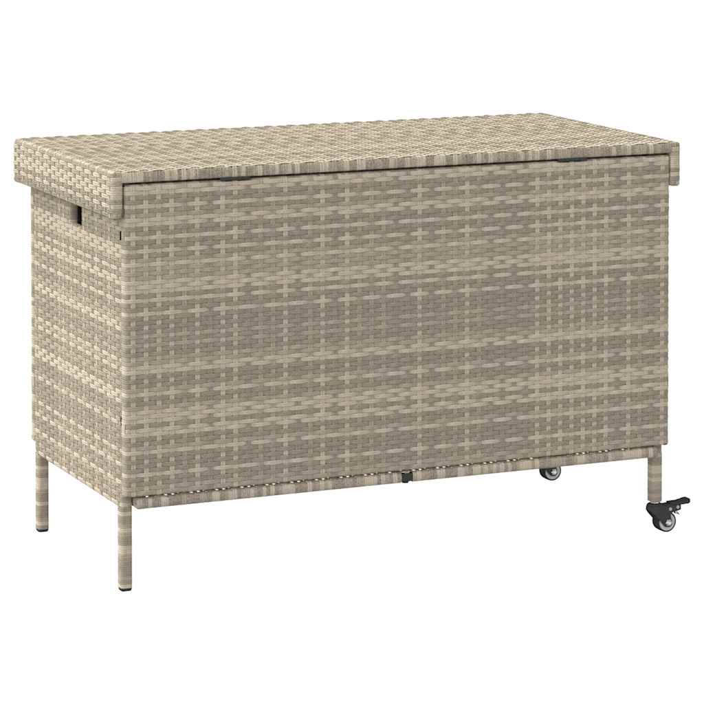 Contenitore da Giardino con Ruote Grigio Chiaro Polyrattan 4103830