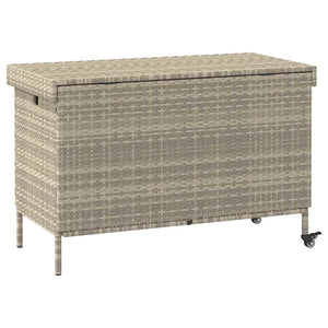 Contenitore da Giardino con Ruote Grigio Chiaro Polyrattan 4103830