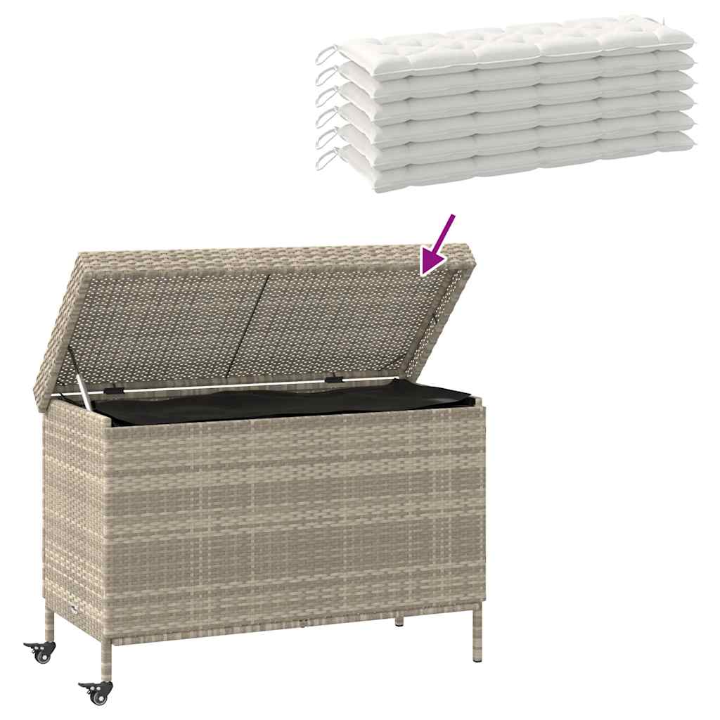 Contenitore da Giardino con Ruote Grigio Chiaro Polyrattan 4103830