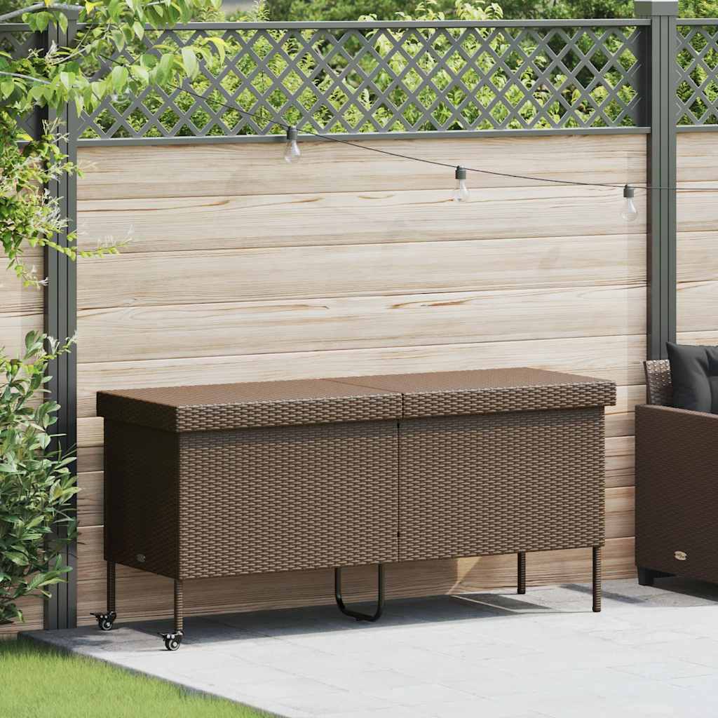 Contenitore da Giardino con Ruote Marrone Polyrattan 4103832