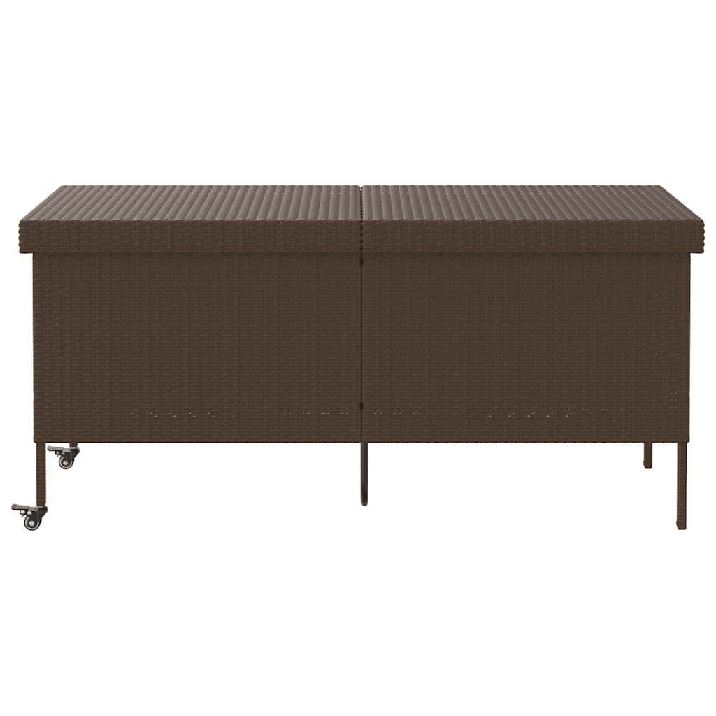 Contenitore da Giardino con Ruote Marrone Polyrattan 4103832