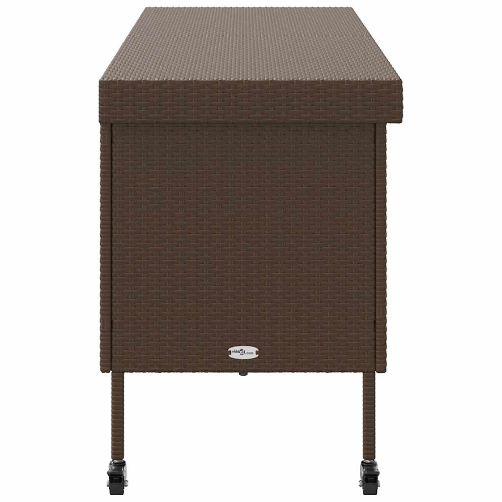 Contenitore da Giardino con Ruote Marrone Polyrattan 4103832