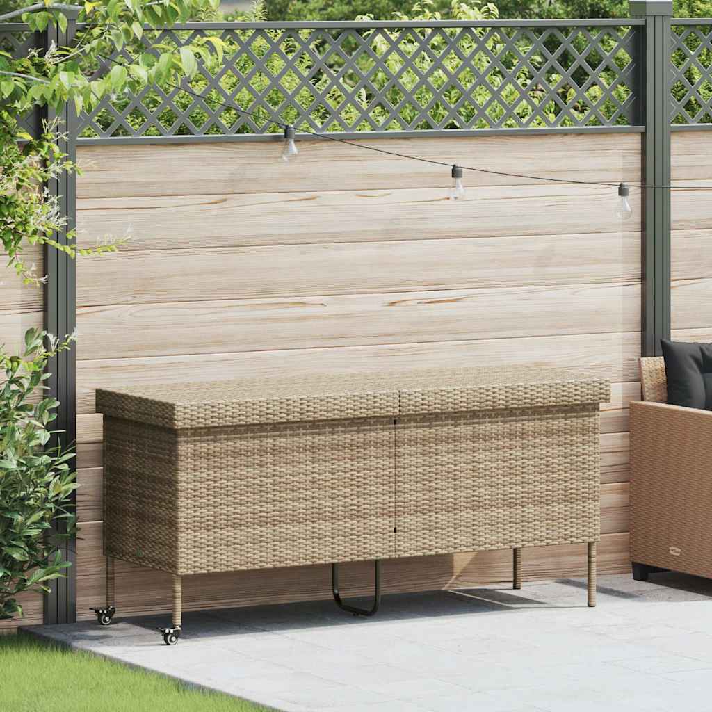 Contenitore da Giardino con Ruote Beige 160x55x75 cm Polyrattan 4103834