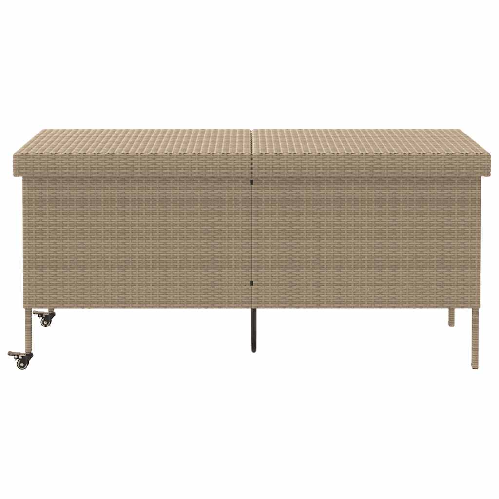 Contenitore da Giardino con Ruote Beige 160x55x75 cm Polyrattan 4103834