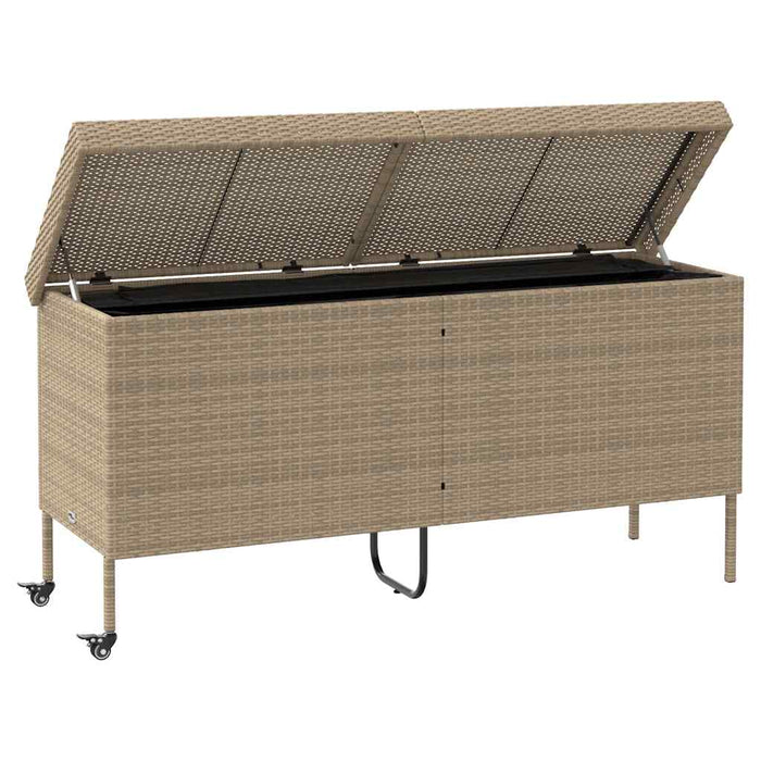 Contenitore da Giardino con Ruote Beige 160x55x75 cm Polyrattan 4103834