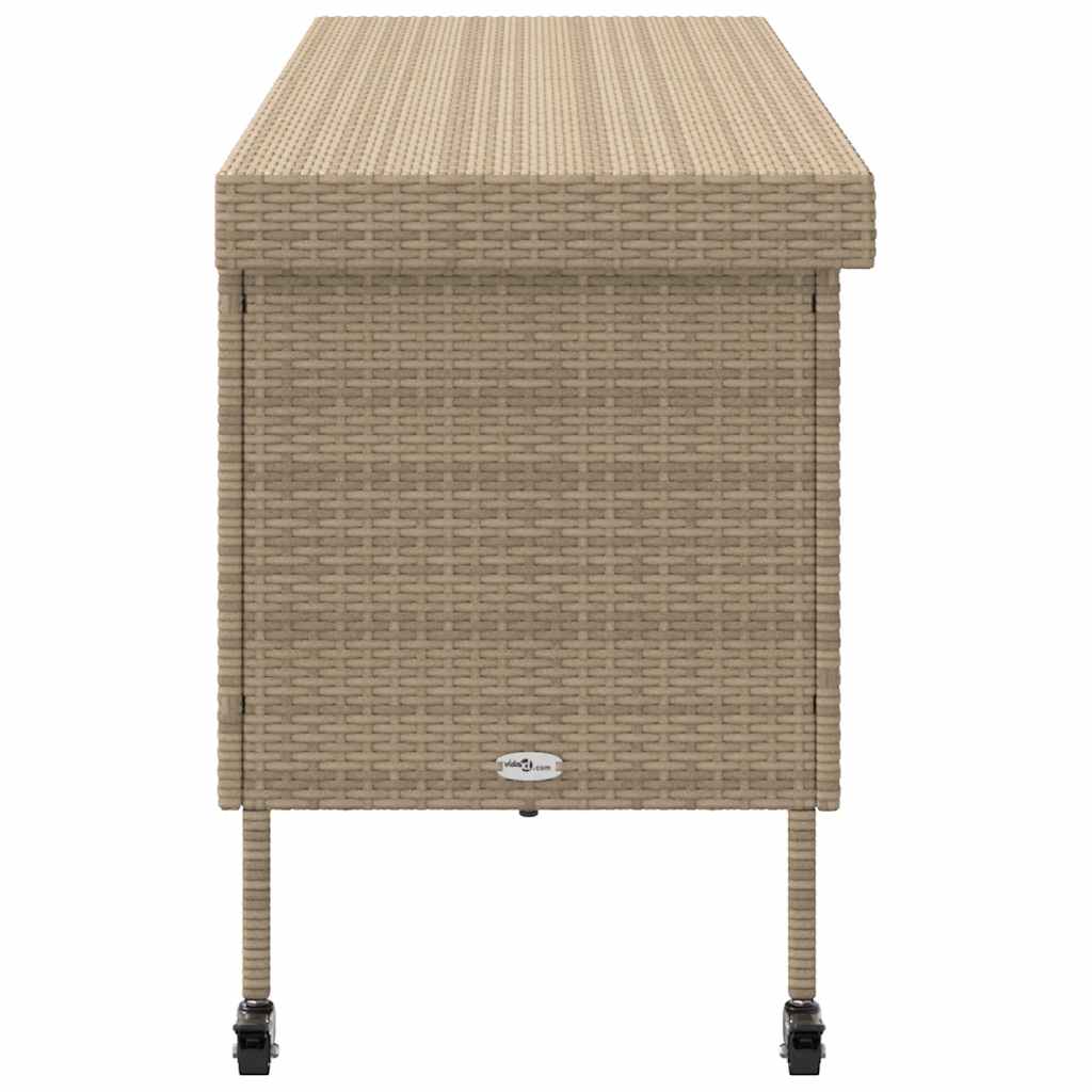 Contenitore da Giardino con Ruote Beige 160x55x75 cm Polyrattan 4103834