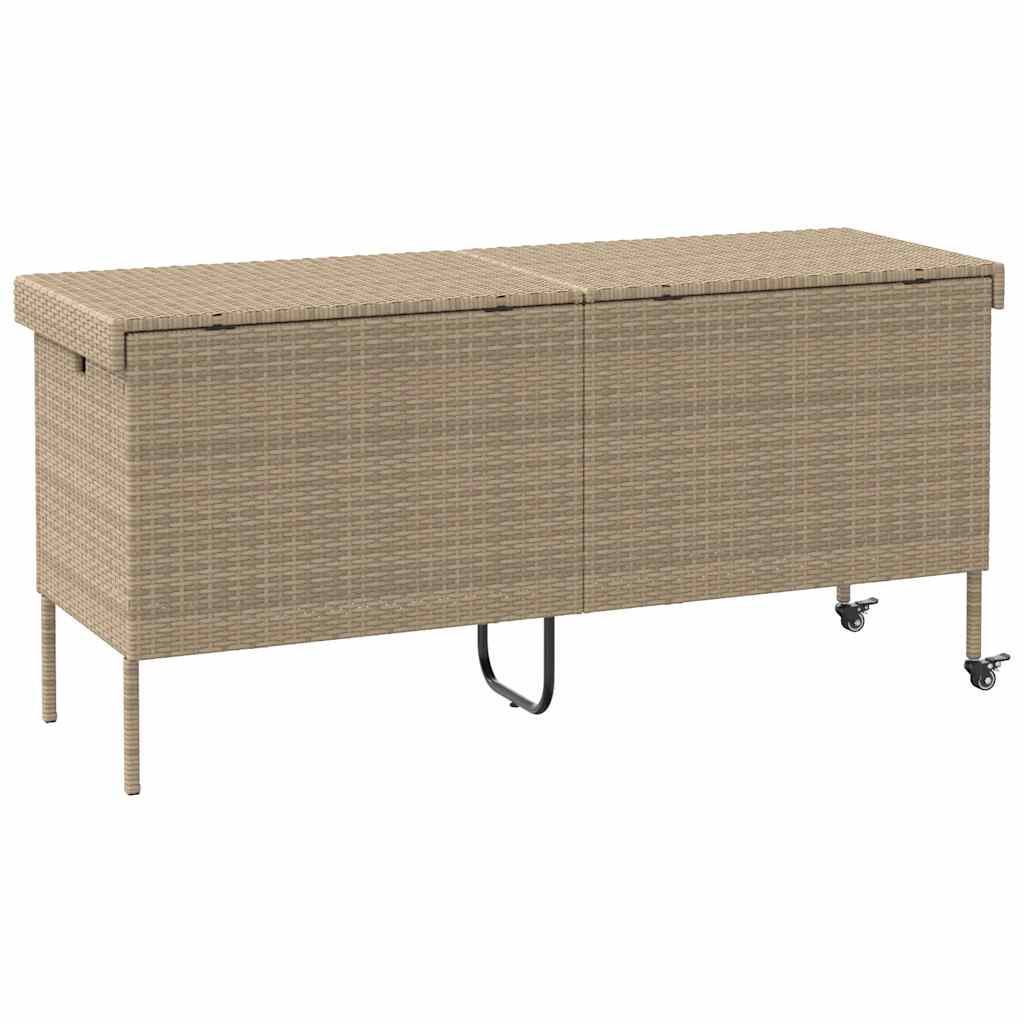 Contenitore da Giardino con Ruote Beige 160x55x75 cm Polyrattan 4103834