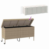 Contenitore da Giardino con Ruote Beige 160x55x75 cm Polyrattan 4103834