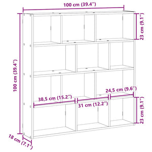 Mensola a Muro Cubo 12 Scomparti Truciolato Rovere Artigianale 860012