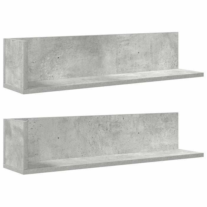 Mensole a Muro 2pz Grigio Cemento 75x16,5x16,5 cm in Truciolato 860034